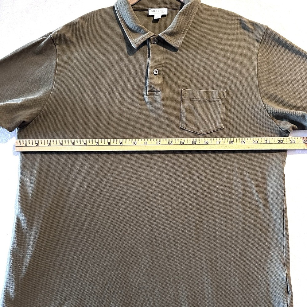 Sunspel Olive Green Polo Shirt - Picture 6 of 8
